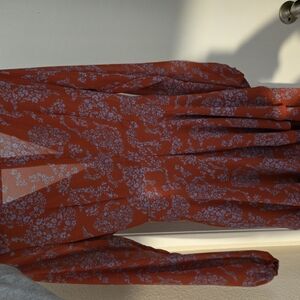 Rust Floral Long Sleeve Dress